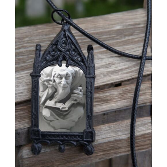 Reading Gargoyle Pendant Book Lover Jewelry Stone Sculpture Gothic Art Necklace - Picture 3 of 3